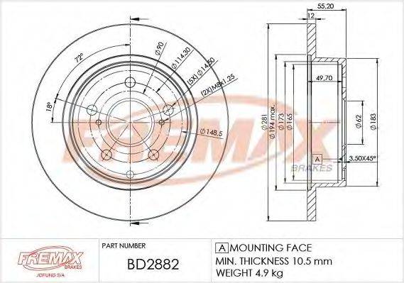 FREMAX BD2882 гальмівний диск