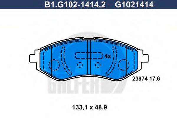 GALFER B1G10214142 Комплект гальмівних колодок, дискове гальмо