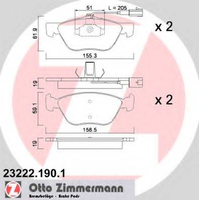 ZIMMERMANN 232221901 Комплект гальмівних колодок, дискове гальмо
