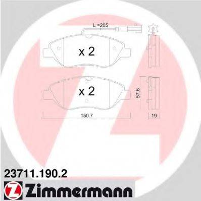 ZIMMERMANN 237111902 Комплект гальмівних колодок, дискове гальмо